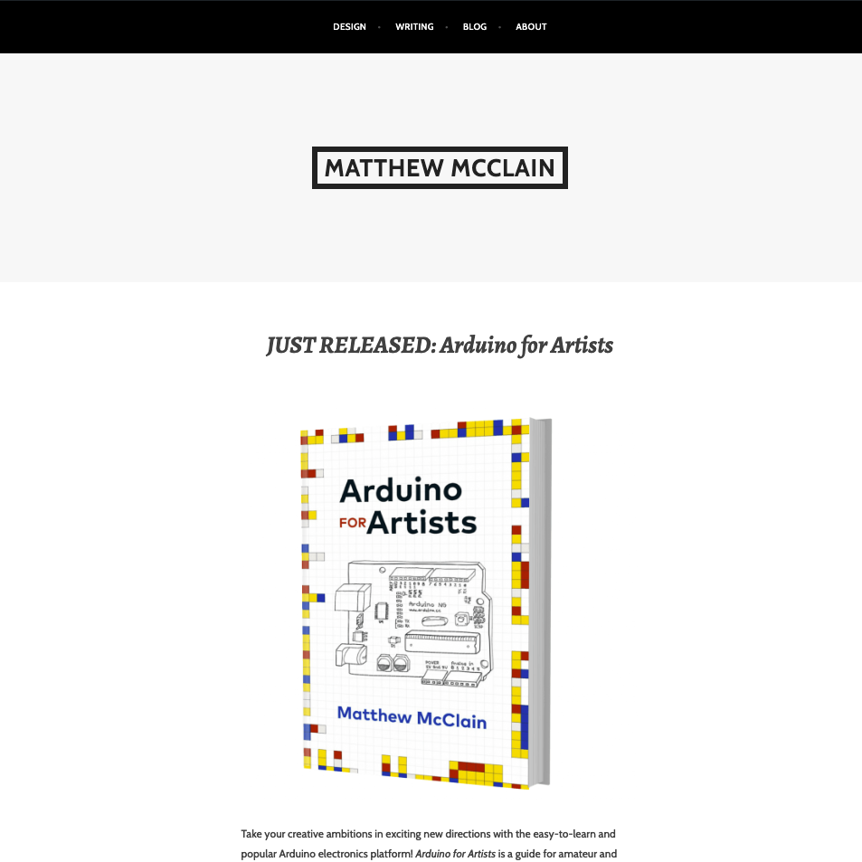 The home page of my old website